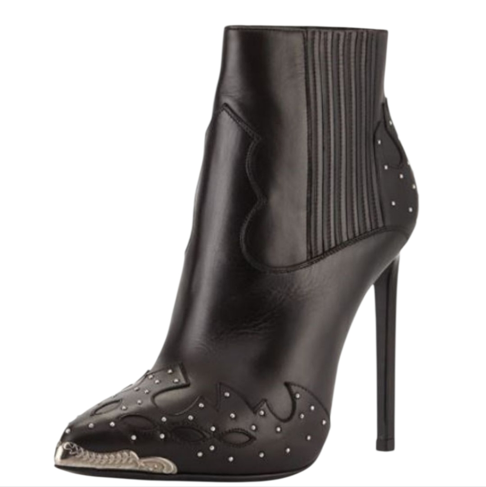 Saint Laurent Black Studded Heeled Boots